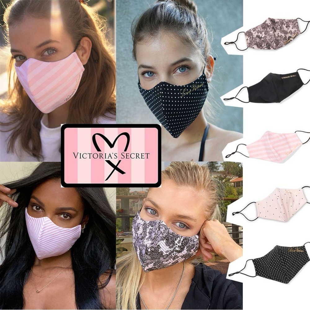 Victoria's Secret Lace Reusable Face Mask - Black and Pink Bundle Silver Sequin